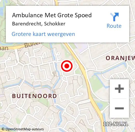 Locatie op kaart van de 112 melding: Ambulance Met Grote Spoed Naar Barendrecht, Schokker op 14 april 2022 06:13