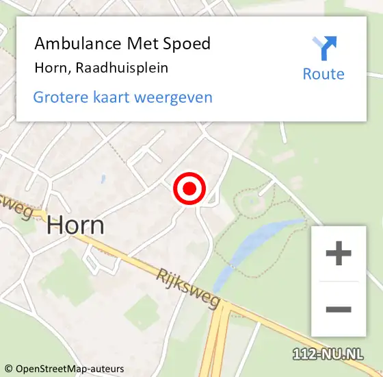 Locatie op kaart van de 112 melding: Ambulance Met Spoed Naar Horn, Raadhuisplein op 14 april 2022 06:21