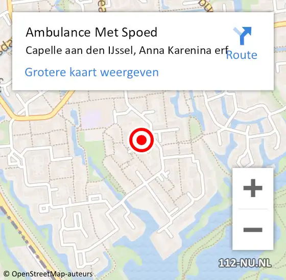 Locatie op kaart van de 112 melding: Ambulance Met Spoed Naar Capelle aan den IJssel, Anna Karenina erf op 14 april 2022 06:23