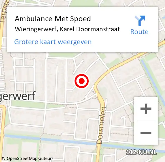 Locatie op kaart van de 112 melding: Ambulance Met Spoed Naar Wieringerwerf, Karel Doormanstraat op 14 april 2022 06:34