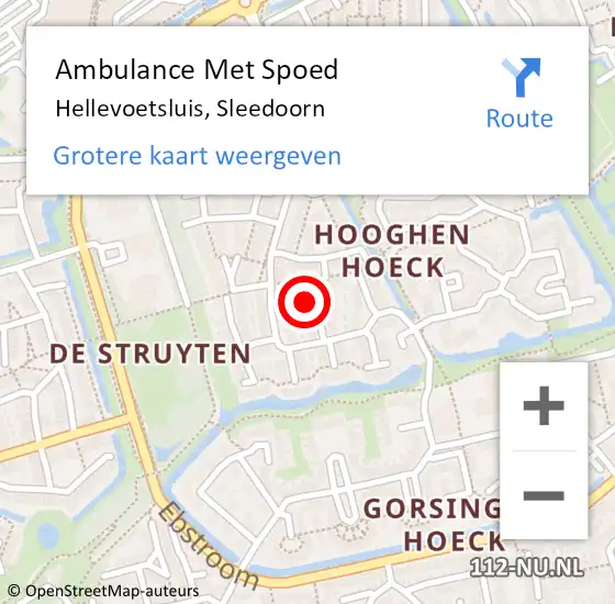 Locatie op kaart van de 112 melding: Ambulance Met Spoed Naar Hellevoetsluis, Sleedoorn op 14 april 2022 07:11