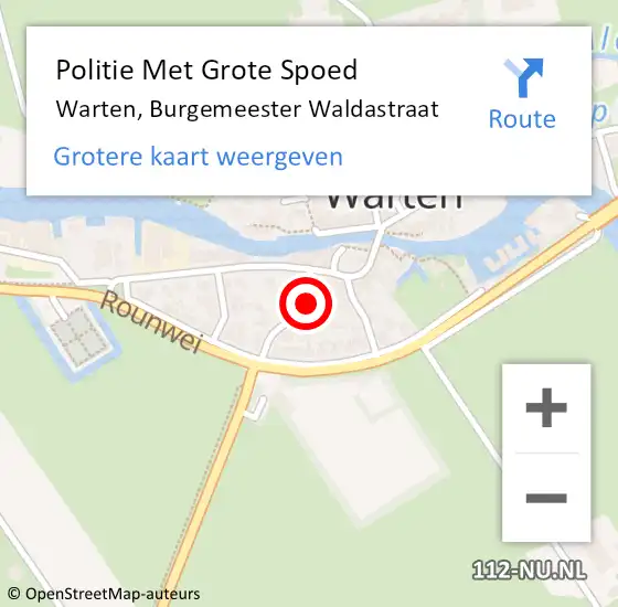 Locatie op kaart van de 112 melding: Politie Met Grote Spoed Naar Warten, Burgemeester Waldastraat op 14 april 2022 07:17