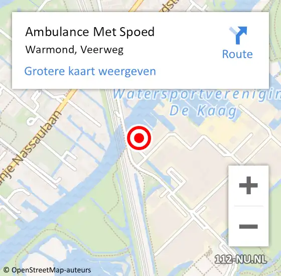 Locatie op kaart van de 112 melding: Ambulance Met Spoed Naar Warmond, Veerweg op 14 april 2022 07:23