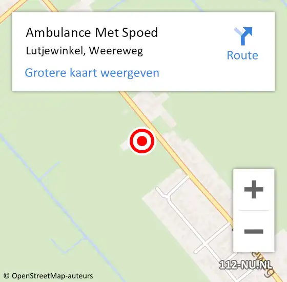 Locatie op kaart van de 112 melding: Ambulance Met Spoed Naar Lutjewinkel, Weereweg op 14 april 2022 07:45