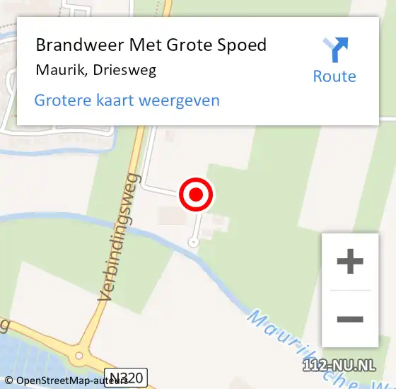 Locatie op kaart van de 112 melding: Brandweer Met Grote Spoed Naar Maurik, Driesweg op 14 april 2022 08:21