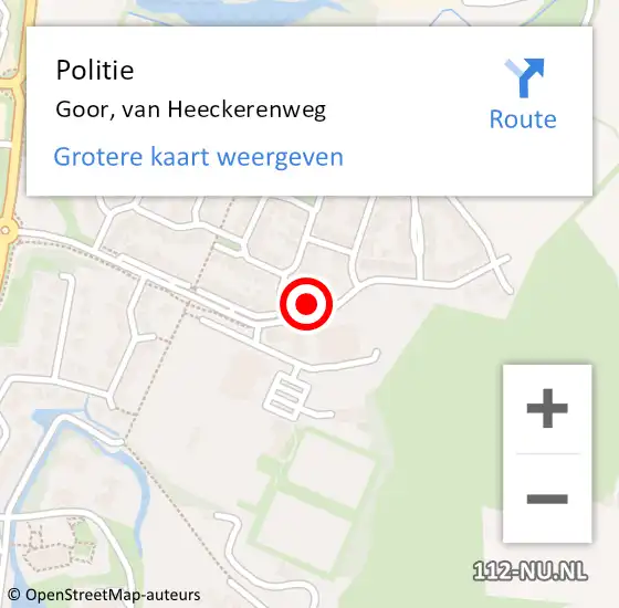 Locatie op kaart van de 112 melding: Politie Goor, van Heeckerenweg op 14 april 2022 08:22