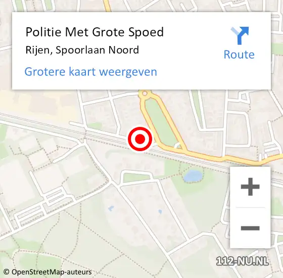 Locatie op kaart van de 112 melding: Politie Met Grote Spoed Naar Rijen, Spoorlaan Noord op 14 april 2022 08:38