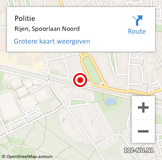 Locatie op kaart van de 112 melding: Politie Rijen, Spoorlaan Noord op 14 april 2022 08:38