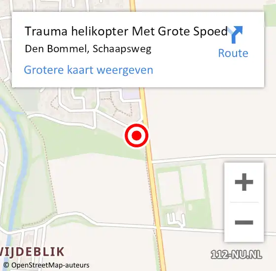 Locatie op kaart van de 112 melding: Trauma helikopter Met Grote Spoed Naar Den Bommel, Schaapsweg op 14 april 2022 08:48