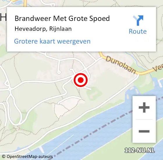 Locatie op kaart van de 112 melding: Brandweer Met Grote Spoed Naar Heveadorp, Rijnlaan op 14 april 2022 08:50