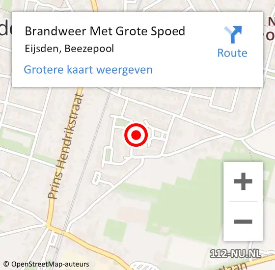 Locatie op kaart van de 112 melding: Brandweer Met Grote Spoed Naar Eijsden, Beezepool op 14 april 2022 09:05