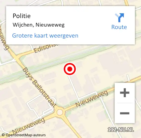 Locatie op kaart van de 112 melding: Politie Wijchen, Nieuweweg op 14 april 2022 09:09