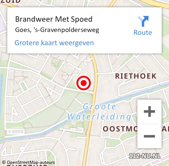 Locatie op kaart van de 112 melding: Brandweer Met Spoed Naar Goes, 's-Gravenpolderseweg op 14 april 2022 09:51