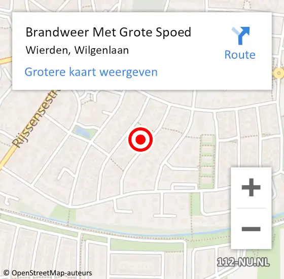 Locatie op kaart van de 112 melding: Brandweer Met Grote Spoed Naar Wierden, Wilgenlaan op 14 april 2022 10:02