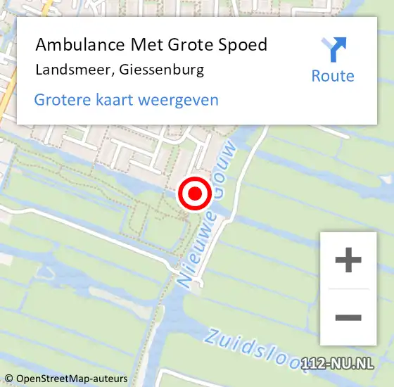 Locatie op kaart van de 112 melding: Ambulance Met Grote Spoed Naar Landsmeer, Giessenburg op 14 april 2022 10:22