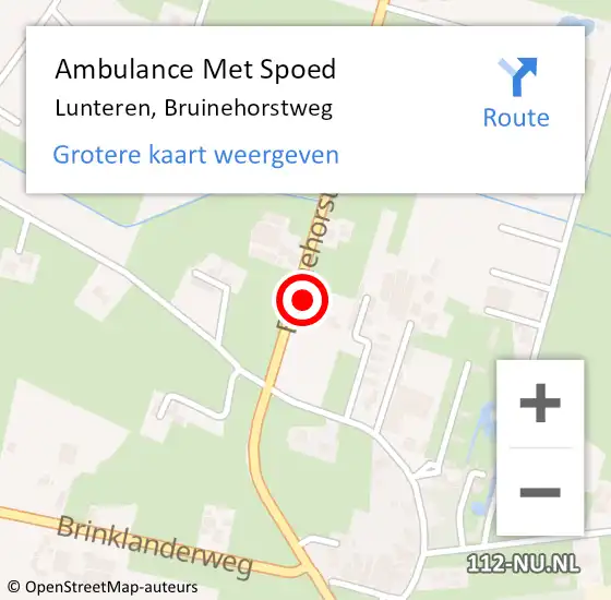 Locatie op kaart van de 112 melding: Ambulance Met Spoed Naar Lunteren, Bruinehorstweg op 14 april 2022 11:08