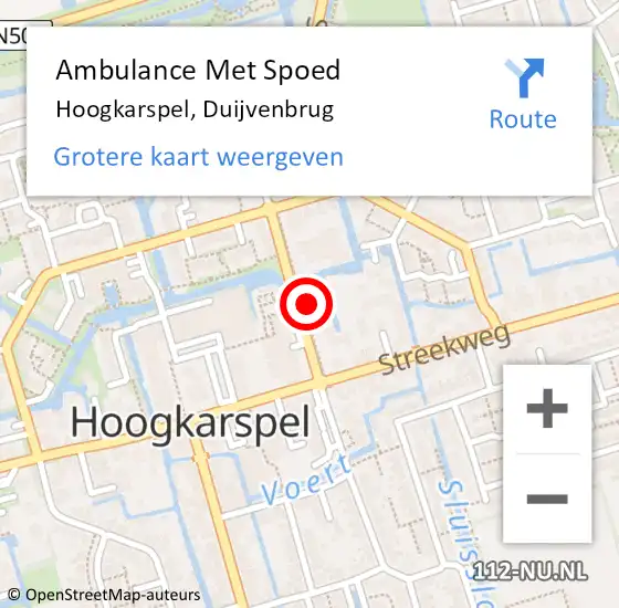 Locatie op kaart van de 112 melding: Ambulance Met Spoed Naar Hoogkarspel, Duijvenbrug op 14 april 2022 11:16