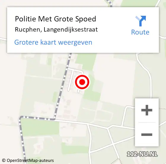 Locatie op kaart van de 112 melding: Politie Met Grote Spoed Naar Rucphen, Langendijksestraat op 14 april 2022 11:18