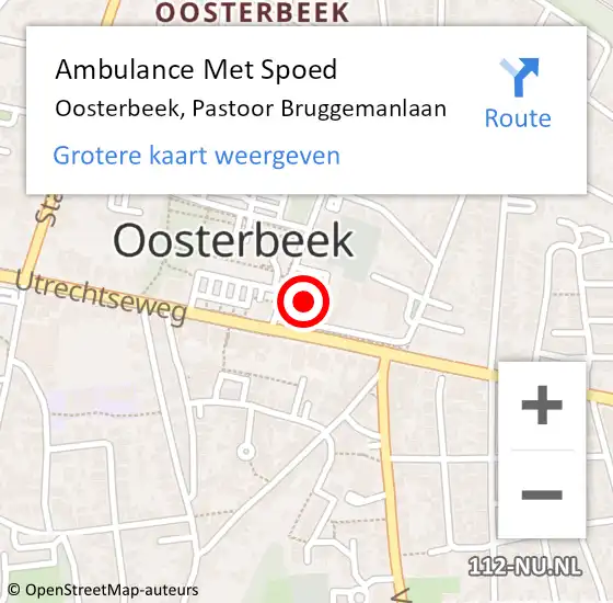 Locatie op kaart van de 112 melding: Ambulance Met Spoed Naar Oosterbeek, Pastoor Bruggemanlaan op 14 april 2022 11:23