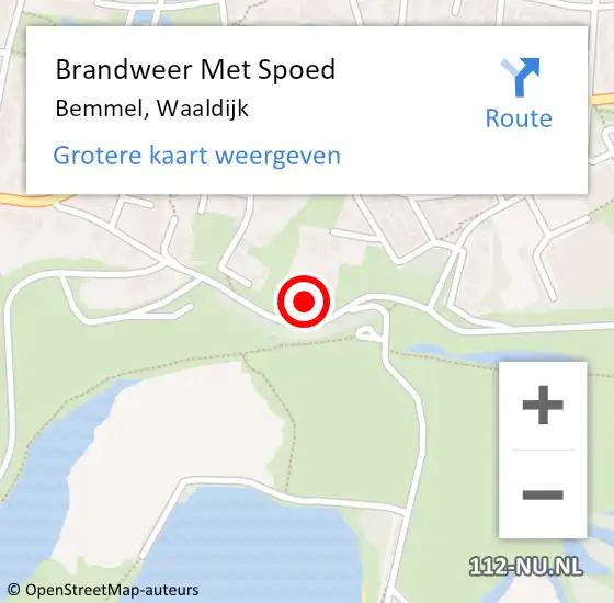 Locatie op kaart van de 112 melding: Brandweer Met Spoed Naar Bemmel, Waaldijk op 14 april 2022 11:27