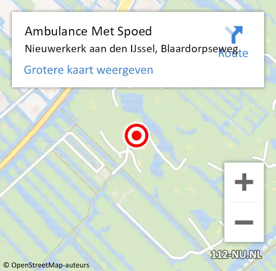 Locatie op kaart van de 112 melding: Ambulance Met Spoed Naar Nieuwerkerk aan den IJssel, Blaardorpseweg op 14 april 2022 11:30