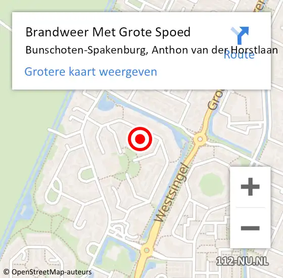 Locatie op kaart van de 112 melding: Brandweer Met Grote Spoed Naar Bunschoten-Spakenburg, Anthon van der Horstlaan op 14 april 2022 11:36