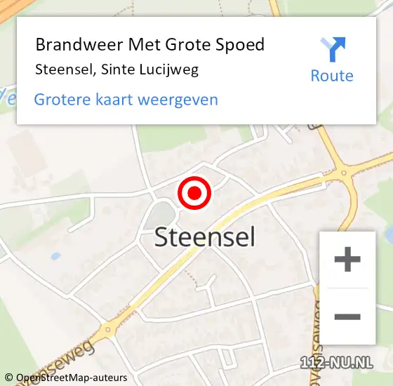 Locatie op kaart van de 112 melding: Brandweer Met Grote Spoed Naar Steensel, Sinte Lucijweg op 14 april 2022 11:37