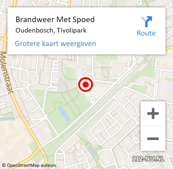 Locatie op kaart van de 112 melding: Brandweer Met Spoed Naar Oudenbosch, Tivolipark op 14 april 2022 11:43