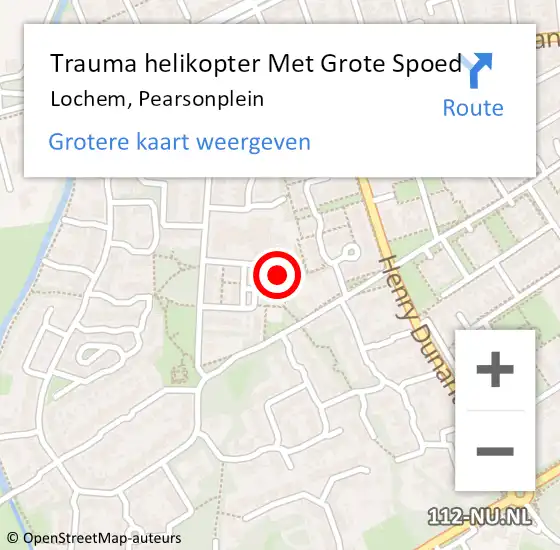 Locatie op kaart van de 112 melding: Trauma helikopter Met Grote Spoed Naar Lochem, Pearsonplein op 14 april 2022 11:44