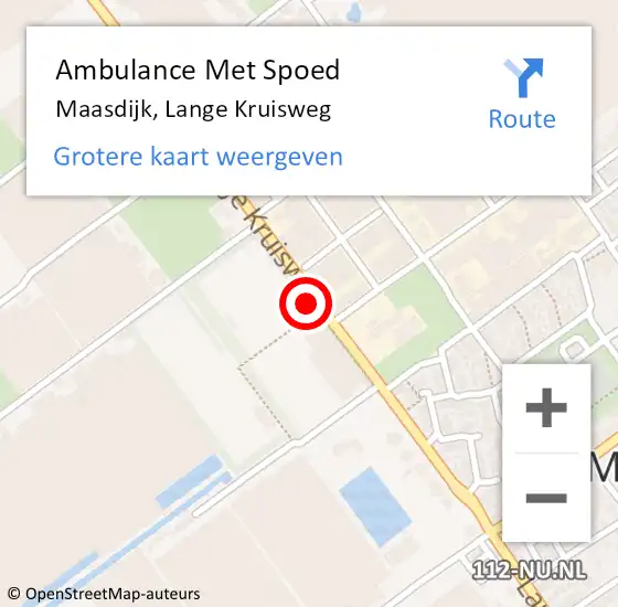 Locatie op kaart van de 112 melding: Ambulance Met Spoed Naar Maasdijk, Lange Kruisweg op 14 april 2022 11:56