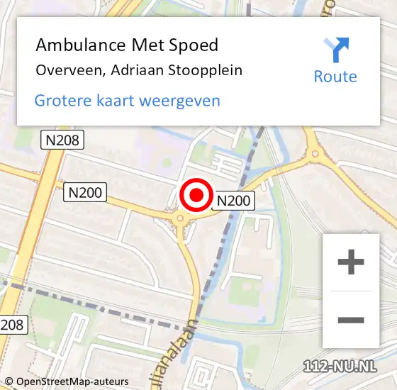 Locatie op kaart van de 112 melding: Ambulance Met Spoed Naar Overveen, Adriaan Stoopplein op 14 april 2022 11:57
