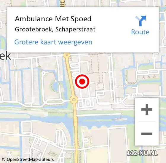 Locatie op kaart van de 112 melding: Ambulance Met Spoed Naar Grootebroek, Schaperstraat op 14 april 2022 11:59