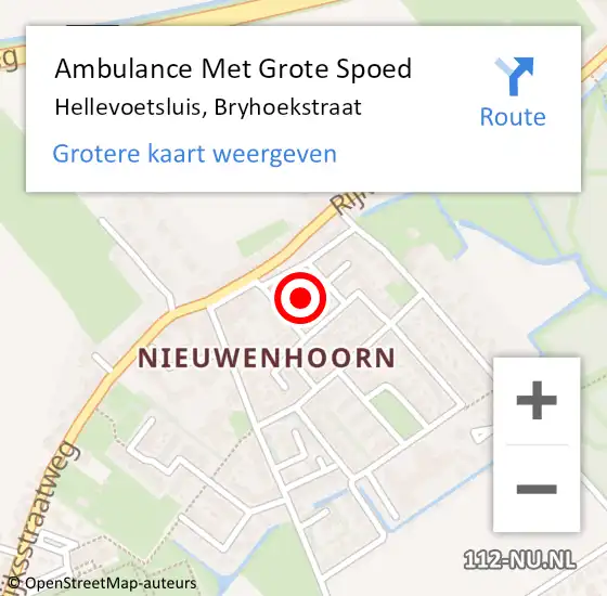 Locatie op kaart van de 112 melding: Ambulance Met Grote Spoed Naar Hellevoetsluis, Bryhoekstraat op 14 april 2022 12:18