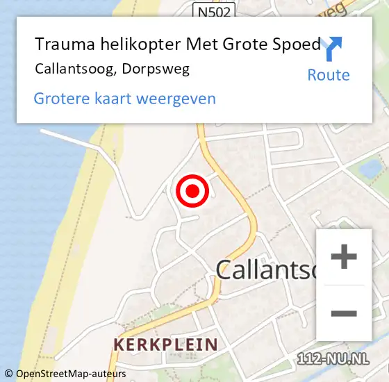 Locatie op kaart van de 112 melding: Trauma helikopter Met Grote Spoed Naar Callantsoog, Dorpsweg op 14 april 2022 12:27