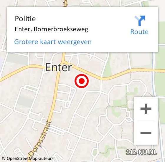 Locatie op kaart van de 112 melding: Politie Enter, Bornerbroekseweg op 14 april 2022 12:28