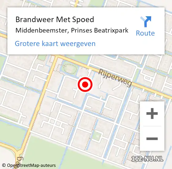 Locatie op kaart van de 112 melding: Brandweer Met Spoed Naar Middenbeemster, Prinses Beatrixpark op 14 april 2022 13:01