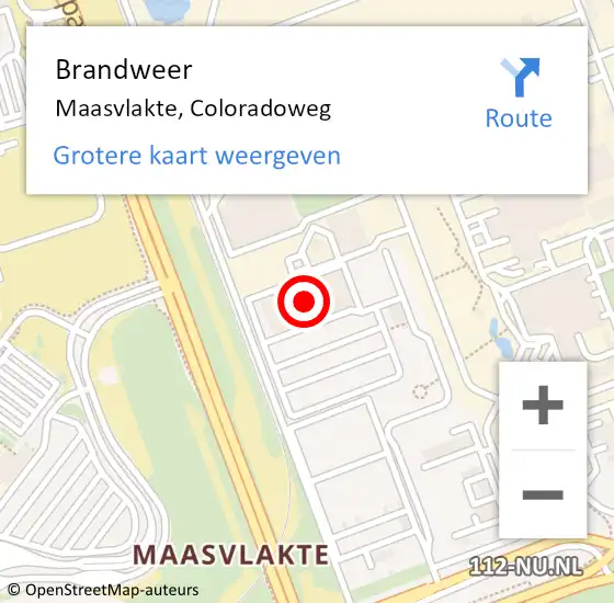 Locatie op kaart van de 112 melding: Brandweer Maasvlakte, Coloradoweg op 14 april 2022 13:11