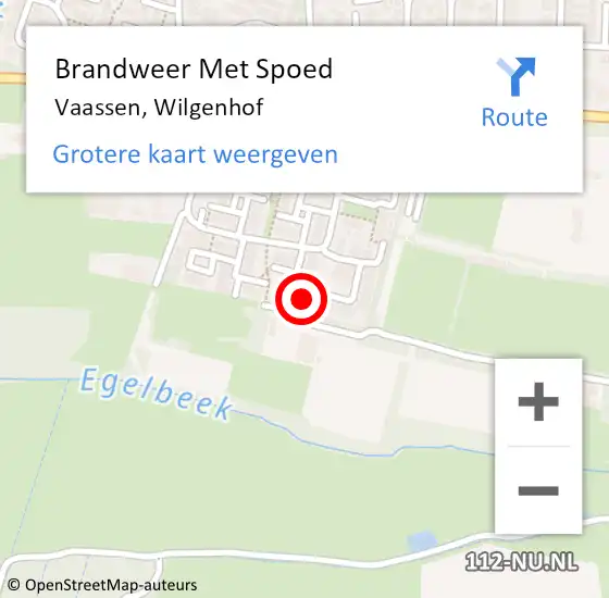 Locatie op kaart van de 112 melding: Brandweer Met Spoed Naar Vaassen, Wilgenhof op 14 juli 2014 12:46