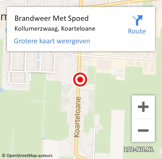 Locatie op kaart van de 112 melding: Brandweer Met Spoed Naar Kollumerzwaag, Koarteloane op 14 april 2022 13:38
