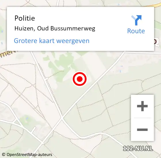 Locatie op kaart van de 112 melding: Politie Huizen, Oud Bussummerweg op 14 april 2022 13:44