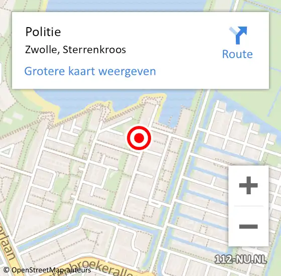 Locatie op kaart van de 112 melding: Politie Zwolle, Sterrenkroos op 14 april 2022 13:49