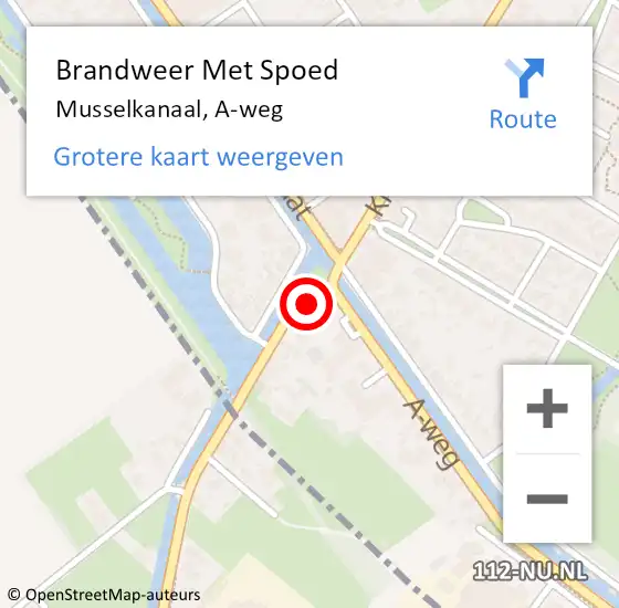 Locatie op kaart van de 112 melding: Brandweer Met Spoed Naar Musselkanaal, A-weg op 14 april 2022 13:50