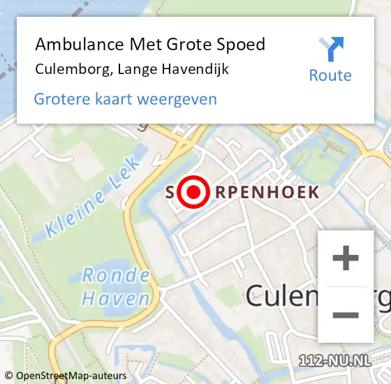 Locatie op kaart van de 112 melding: Ambulance Met Grote Spoed Naar Culemborg, Lange Havendijk op 14 april 2022 14:05