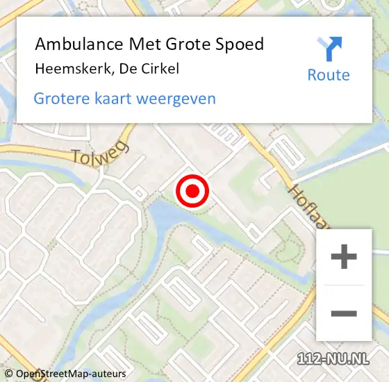 Locatie op kaart van de 112 melding: Ambulance Met Grote Spoed Naar Heemskerk, De Cirkel op 14 april 2022 14:07