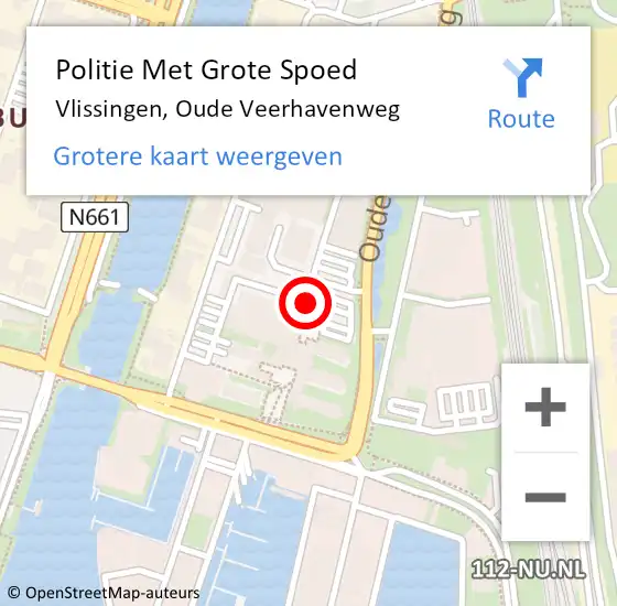 Locatie op kaart van de 112 melding: Politie Met Grote Spoed Naar Vlissingen, Oude Veerhavenweg op 14 april 2022 14:26