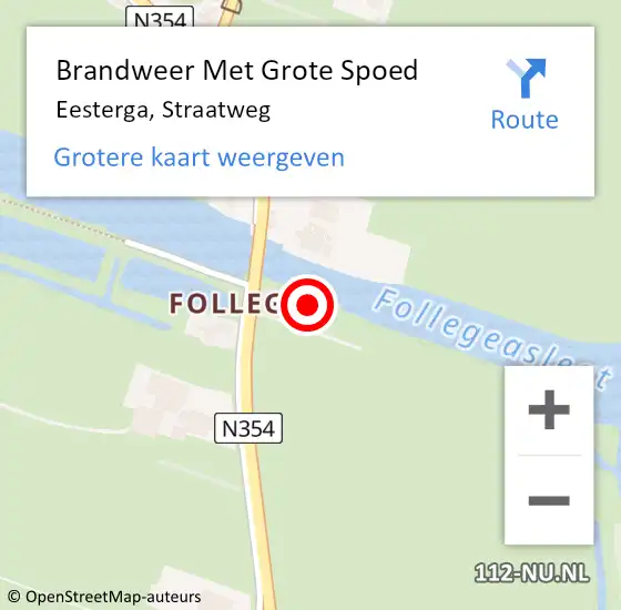 Locatie op kaart van de 112 melding: Brandweer Met Grote Spoed Naar Eesterga, Straatweg op 14 april 2022 14:45