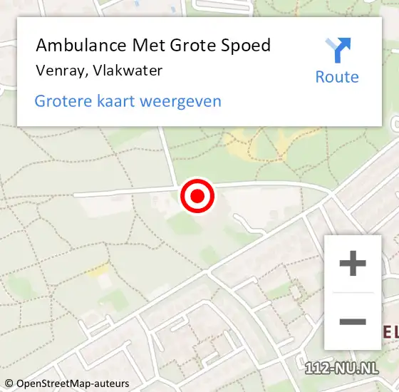 Locatie op kaart van de 112 melding: Ambulance Met Grote Spoed Naar Venray, Vlakwater op 14 april 2022 15:41