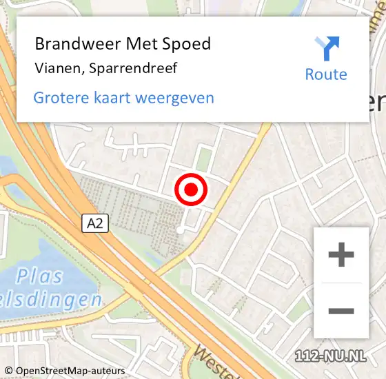 Locatie op kaart van de 112 melding: Brandweer Met Spoed Naar Vianen, Sparrendreef op 14 april 2022 15:58