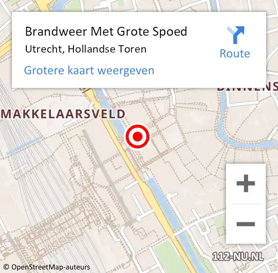 Locatie op kaart van de 112 melding: Brandweer Met Grote Spoed Naar Utrecht, Hollandse Toren op 14 april 2022 16:04