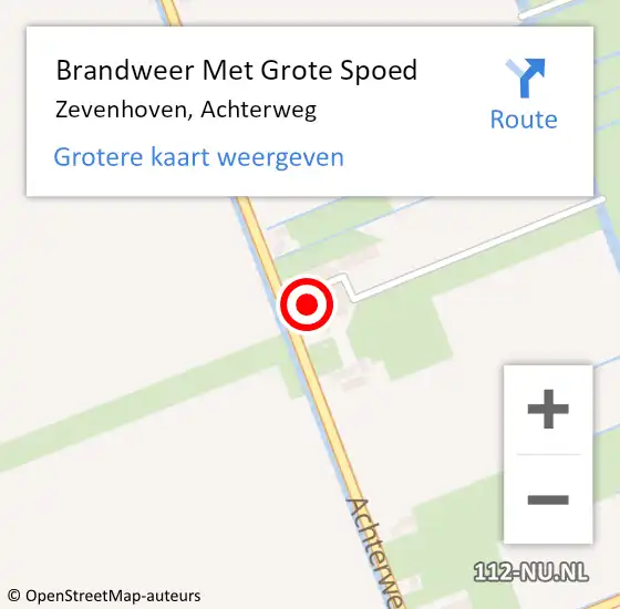 Locatie op kaart van de 112 melding: Brandweer Met Grote Spoed Naar Zevenhoven, Achterweg op 14 april 2022 16:07